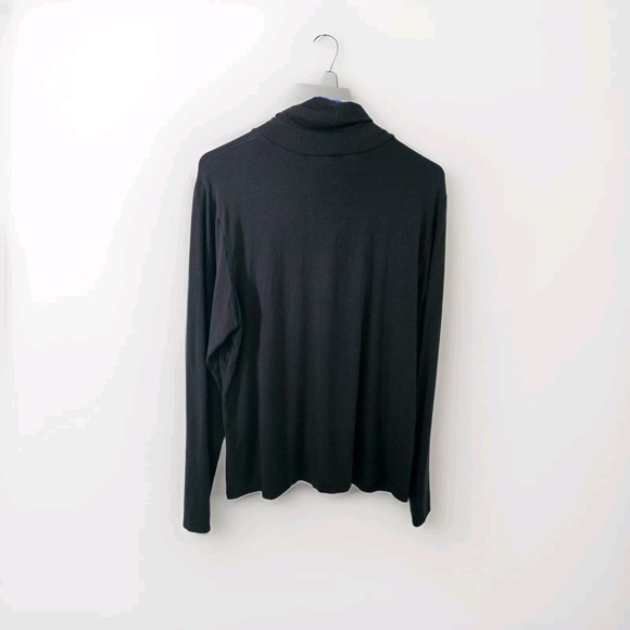Eileen Fisher Stretch Rayon Black Mock Neck Long Sleeve Made In USA XL - Picture 2 of 10